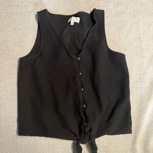 Madewell Black Sleeveless Button-Down Top